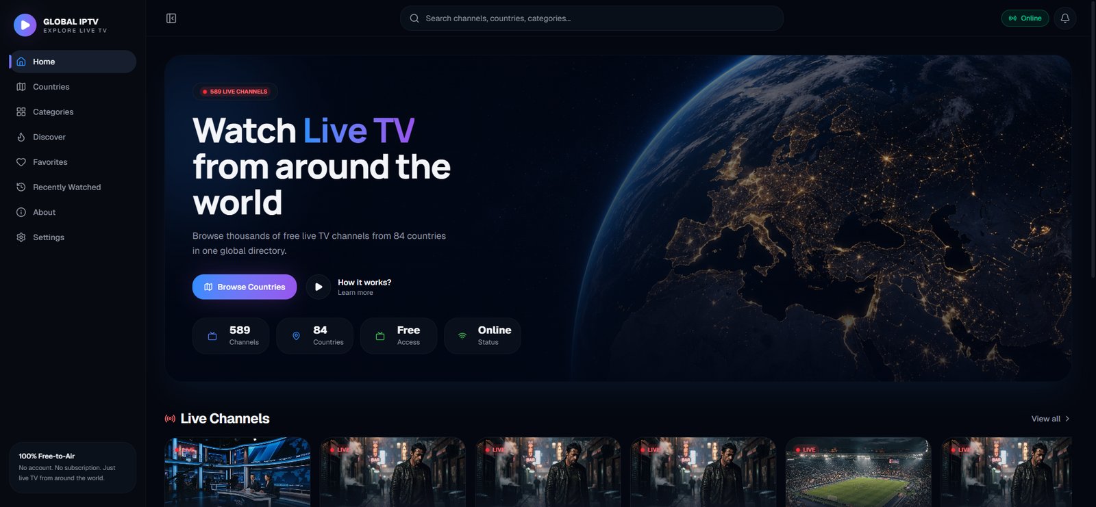 Global IPTV Control Center view